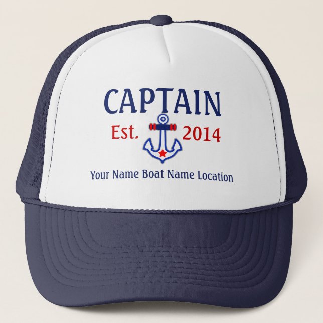 Casquette Capitaine personnalisé Hat Year Name Location (Devant)