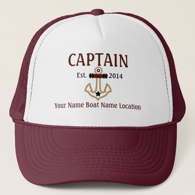 Casquette Capitaine personnalisé Hat Year Name Location (Devant)
