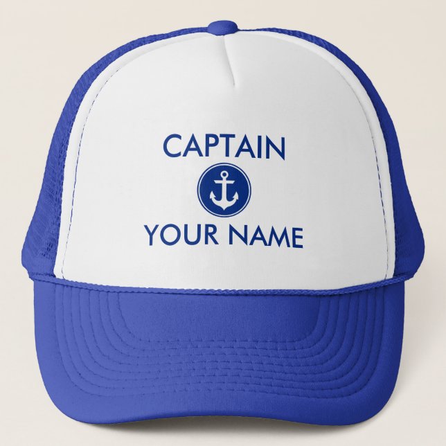 Casquette Capitaine personnalisé par Ancre bleue nautique (Devant)