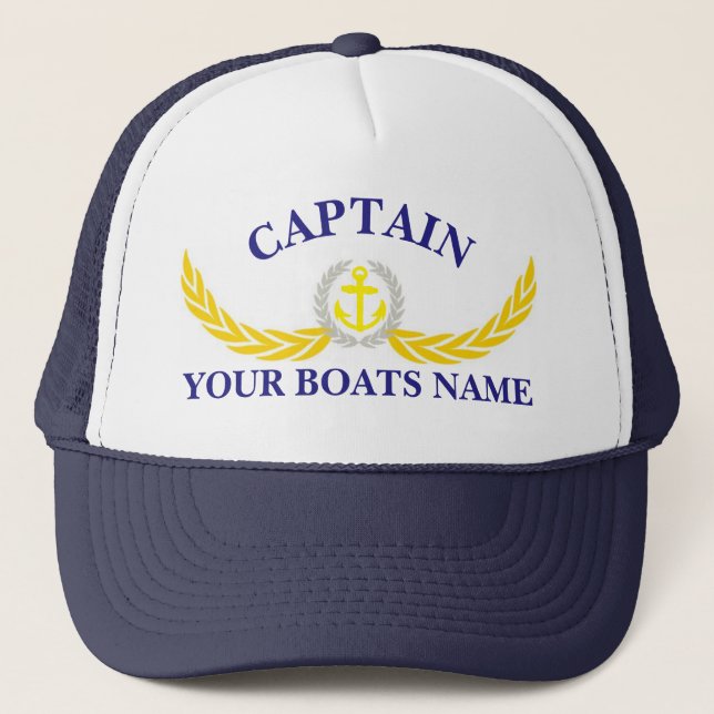 Casquette Capitaines personnalisées à motif d'ancrage de nom (Devant)