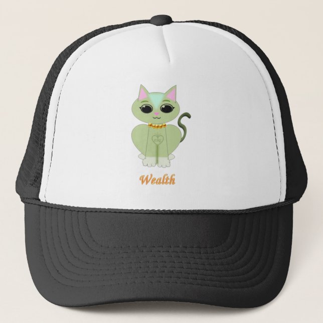 Casquette Caricature de chat kitty vert mignon (Devant)