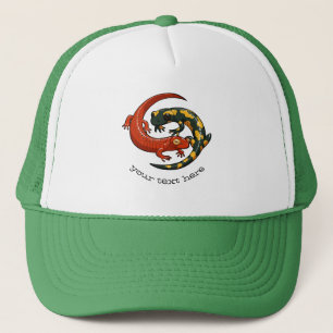 Casquette Caricature de deux amis de la salamandre souriante