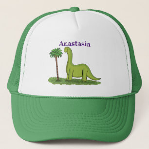 Casquette Caricature de dinosaure de brontosaurus vert migno