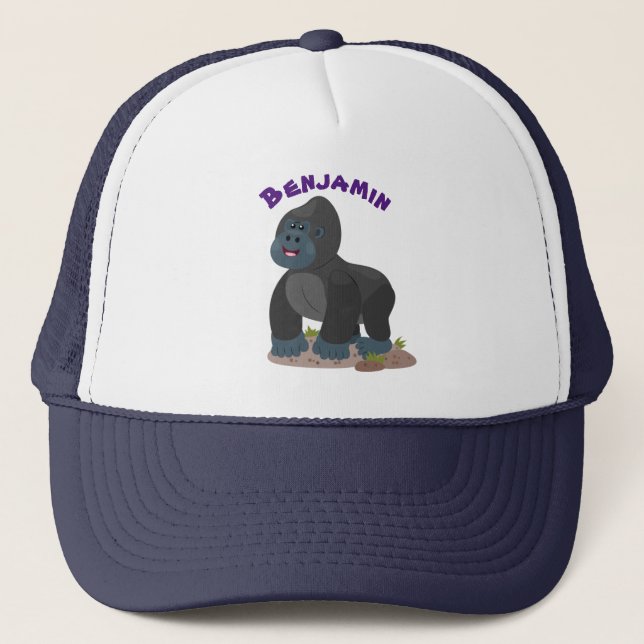 Casquette Caricature de gros gorilles joyeux (Devant)