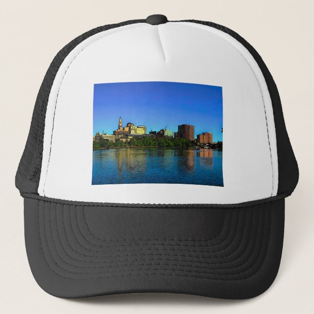 Casquette Caricature de Hartford Connecticut Skyline (Devant)
