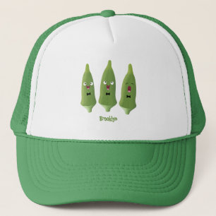 Casquette Caricature de légumes de l'okra chantante mignonne
