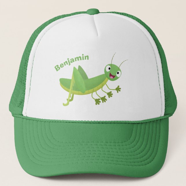 Casquette Caricature d'une pâtisserie joyeux verte (Devant)