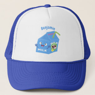 Casquette Caricature en carton de lait joyeux
