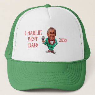 Casquette Caricature papa personnalisée en rouge et vert