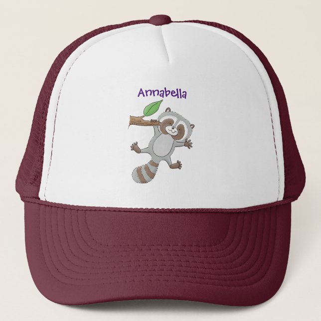Casquette Caricature pour bébé au raton laveur joyeux (Devant)