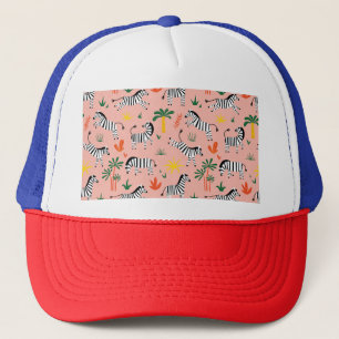 Casquette Caricature Zebras Funny Motif sans couture