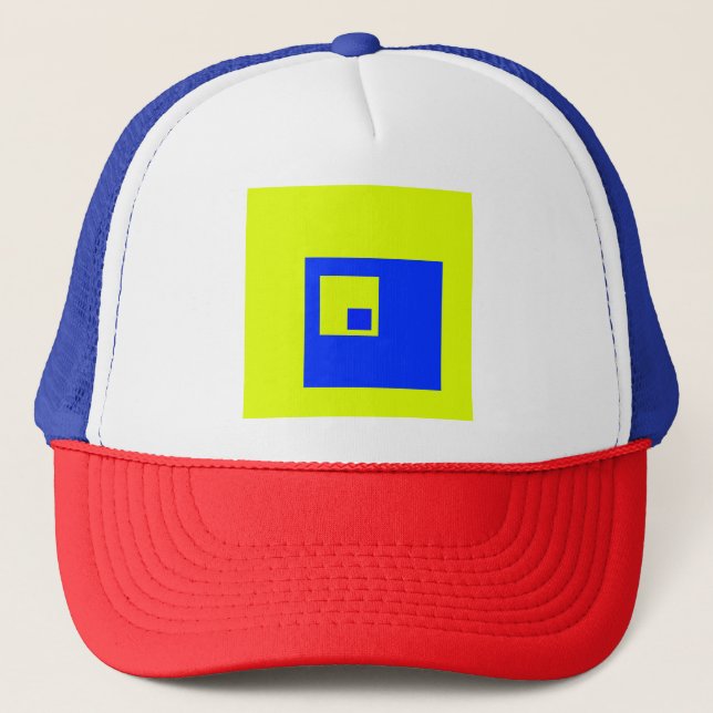 Casquette Carré jaune et bleu (Devant)
