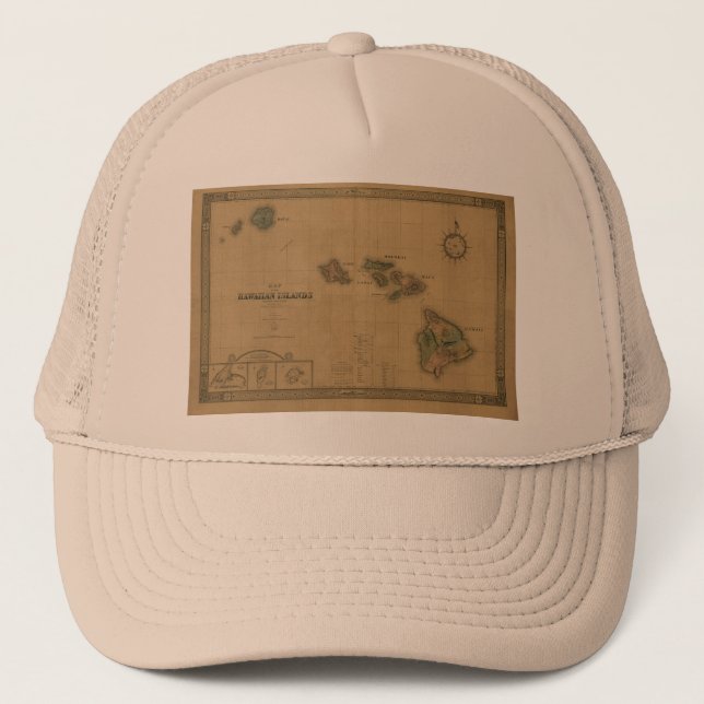 Casquette Carte 1876 - îles d'Hawaï de cru hawaïennes (Devant)