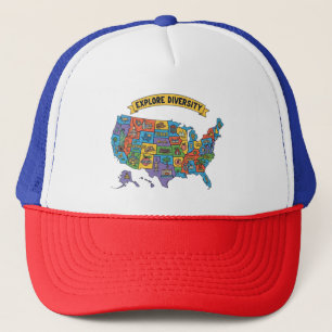 Casquette Carte colorée des États-Unis pour les voyageurs - 