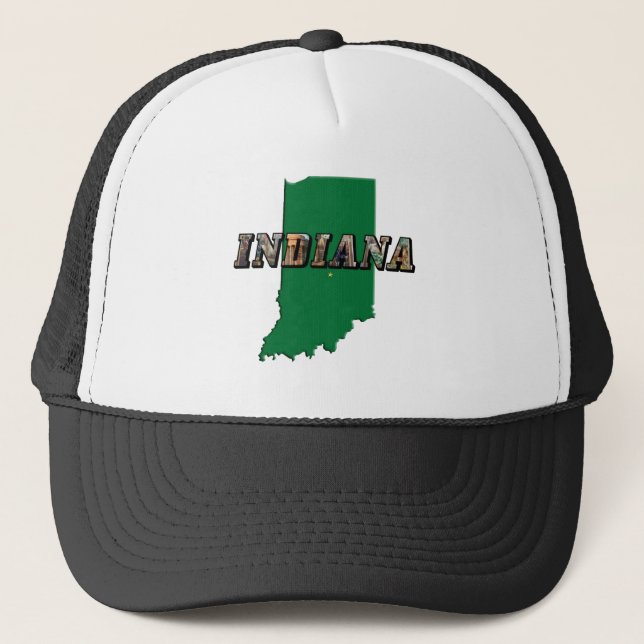 Casquette Carte de l'état de l'Indiana et texte de l'image (Devant)