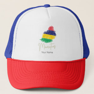 Casquette Carte de l'île Maurice Drapeau Vintage Océan Indie