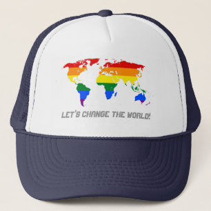 Casquette carte du monde arc-en-ciel de la fierté 