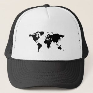 Casquette carte graphique noire du monde