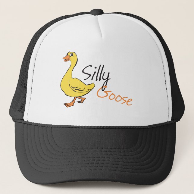 Casquette Cartoon d'oie de bébé d'oie de la main jaune dessi (Devant)