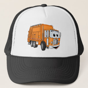Casquette Cartoon Orange souriant de camion-poubelle
