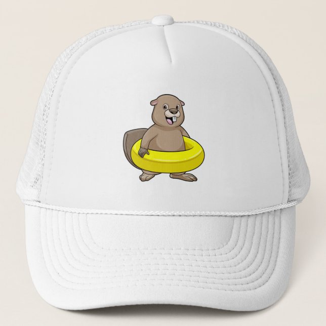 Casquette Castor à la natation avec anneau de natation (Devant)