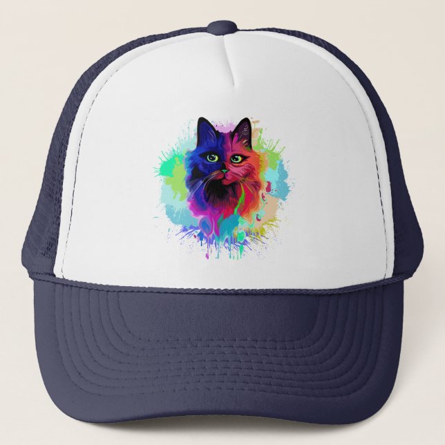 Casquette Cat Trippy Psychedelic Pop Art (Devant)