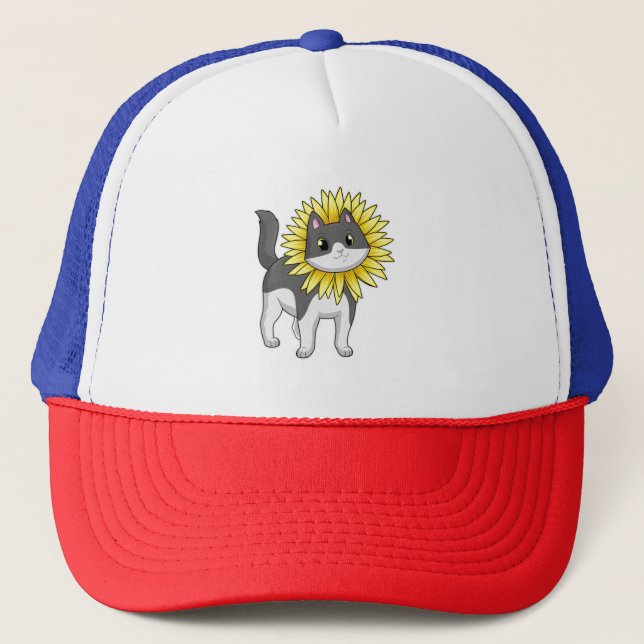 Casquette Cat with sunflower (Devant)