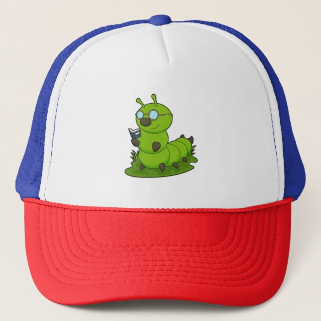 Casquette Caterpillar Nerd avec lunettes et livre (Devant)