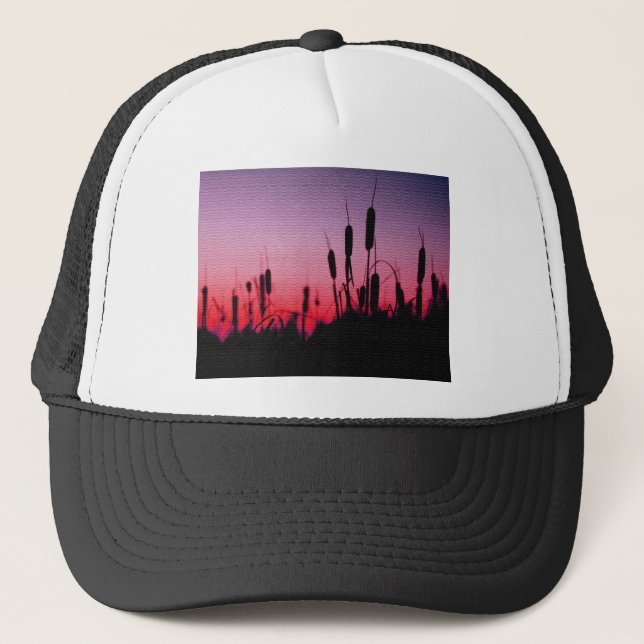Casquette Cattails au coucher du soleil (Devant)