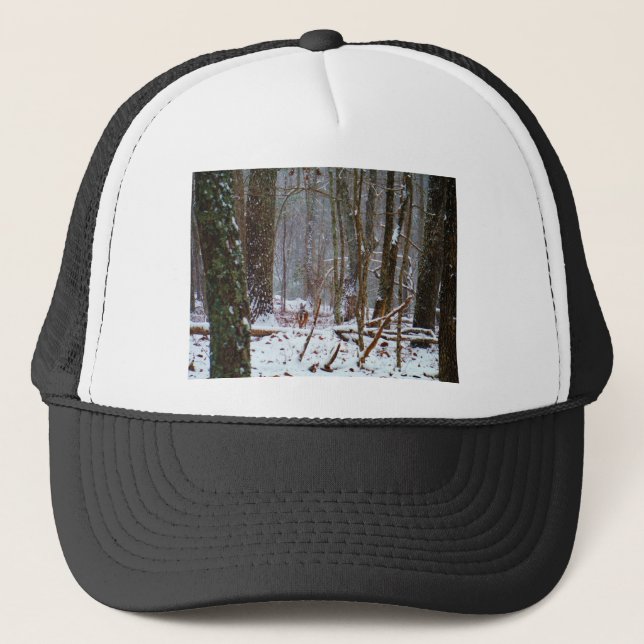 Casquette cerf à queue blanche dans la neige (Devant)