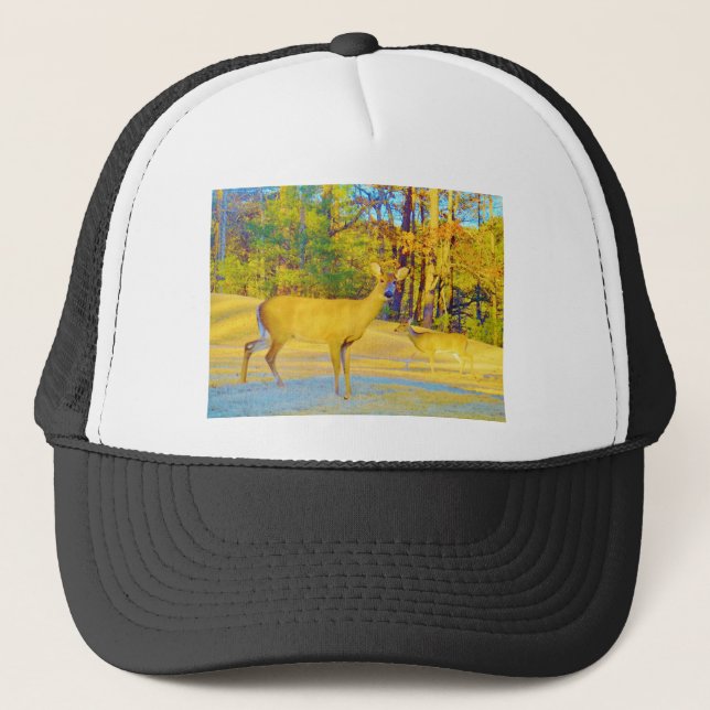 Casquette Cerf de couleur moutarde avec bleu clair (Devant)