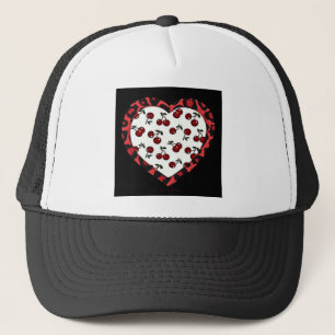 Casquette Cerises Rockabilly RAB Impression Léopard Coeur