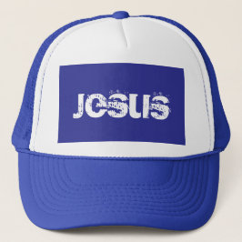 Casquette Chapeau bleu Jésus Trucker