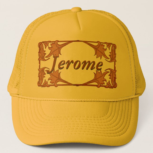 Casquette Chapeau - Cadre à parenthèses feuillu avec nom (Devant)