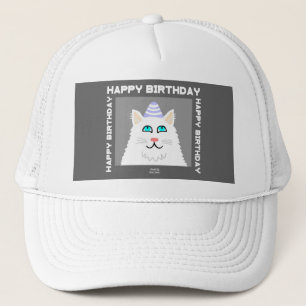 Casquette Chapeau Chat Chat Blanc Fluffé Anniversaire