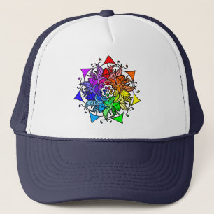 Casquette Chapeau de camion mandala arc-en-ciel