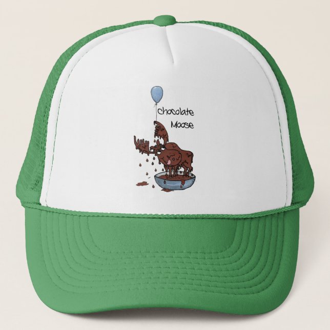 Casquette Chapeau de camion vert amusant, orignal de chocola (Devant)