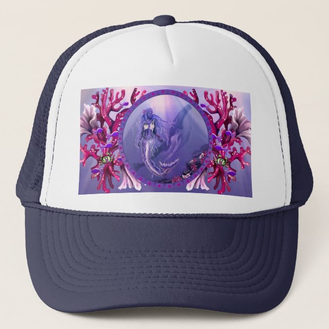 Casquette Chapeau de camionnette de sirène d'océan violet (Devant)