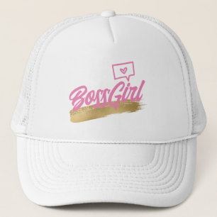 Casquette Chapeau de camionnette rose or Boss Girl