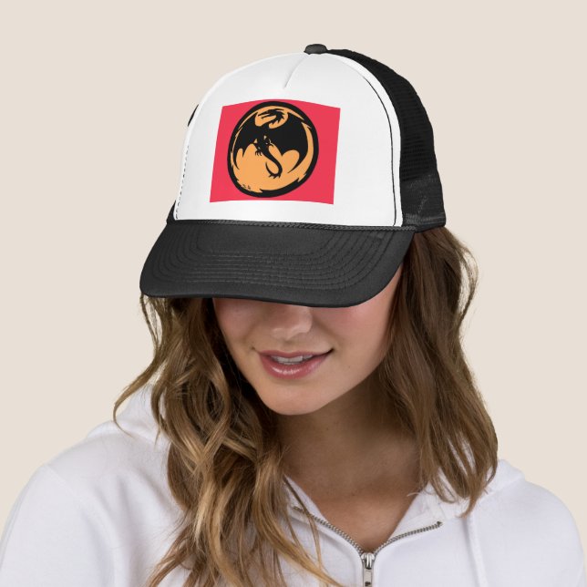 Casquette Chapeau de camionneur Black Dragon Gold Coral (En situation)