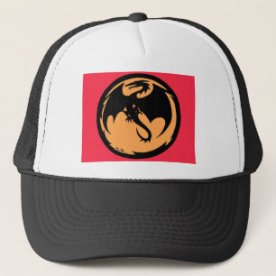 Casquette Chapeau de camionneur Black Dragon Gold Coral