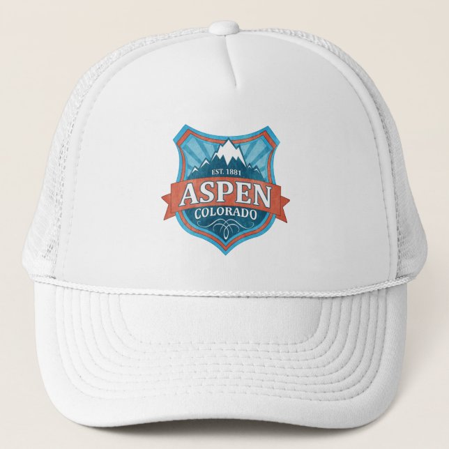 Casquette Chapeau de camionneur de bouclier turquoise Aspen  (Devant)