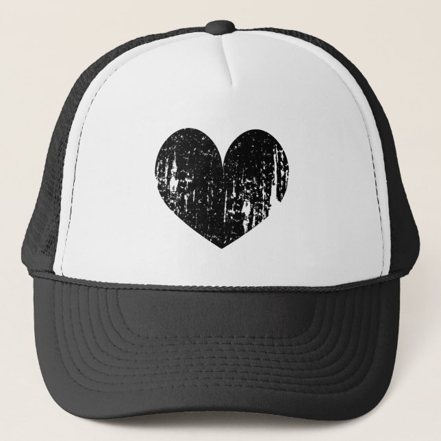 Casquette Chapeau de camionneur de coeur noir désorganisé (Devant)