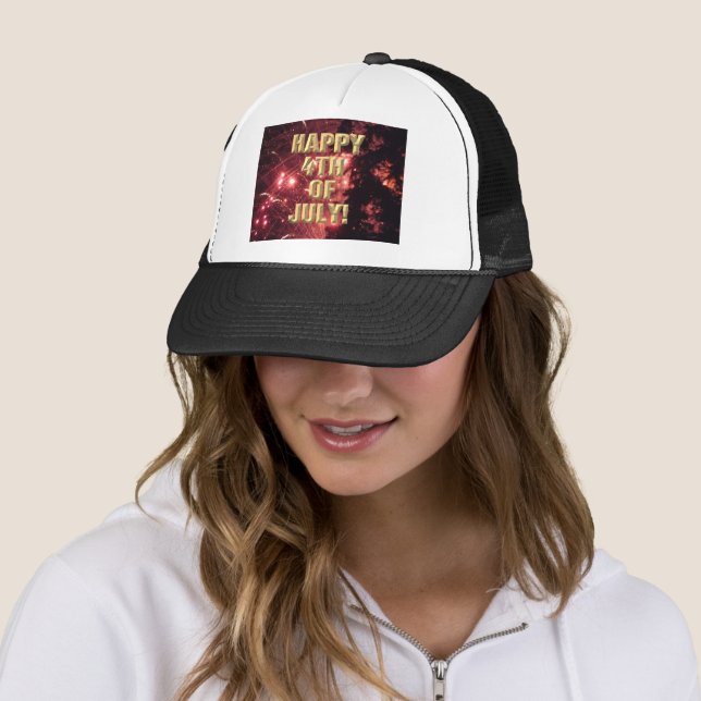 Casquette chapeau de camionneur Fireworks 3 4 juillet (En situation)