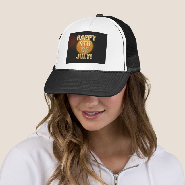 Casquette chapeau de camionneur Fireworks 9 4 juillet (En situation)