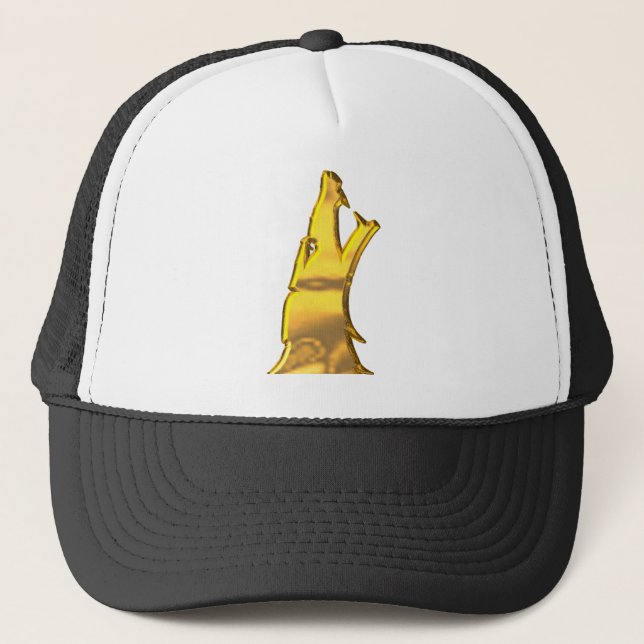 Casquette Chapeau de camionneur Golden Wolf Head (Devant)