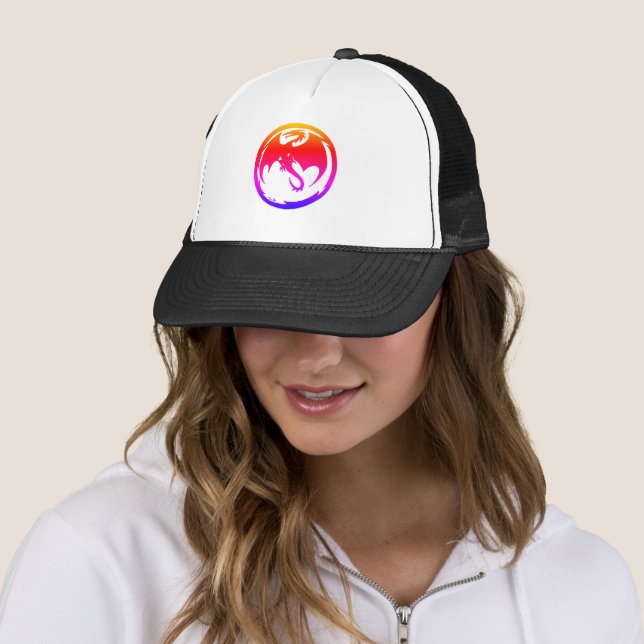 Casquette Chapeau de camionneur noir Neon Dragon (En situation)