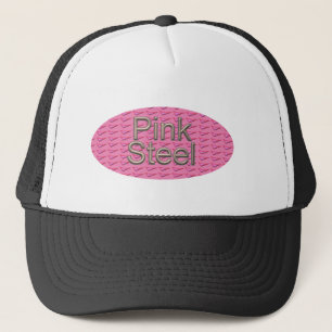 Casquette Chapeau de camionneur noir ovale en acier rose
