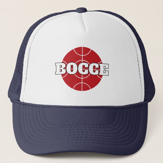 Casquette Chapeau de camionneur Red Bocce Ball avec texte pe (Devant)