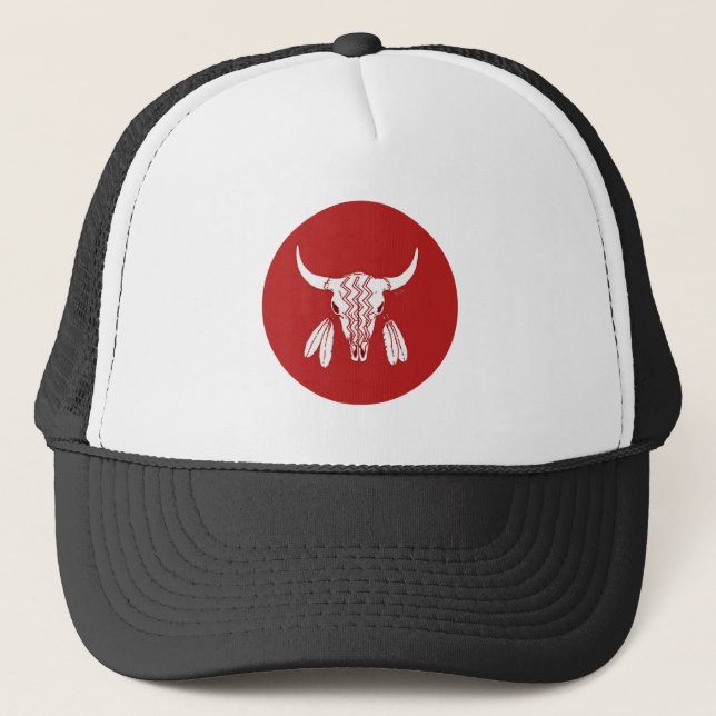 Casquette Chapeau de camionneur Red Ghost Dance Buffalo (Devant)